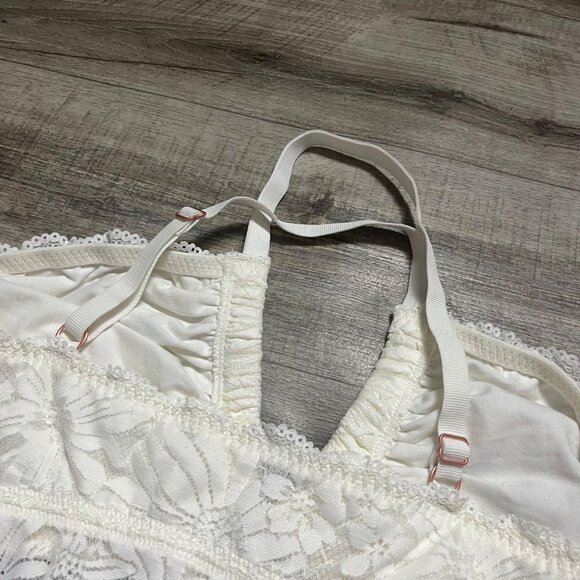 Aerie Racerback Strap Lace Knit Bralette Cream White NWT Women’s Size XL - Picture 6 of 7